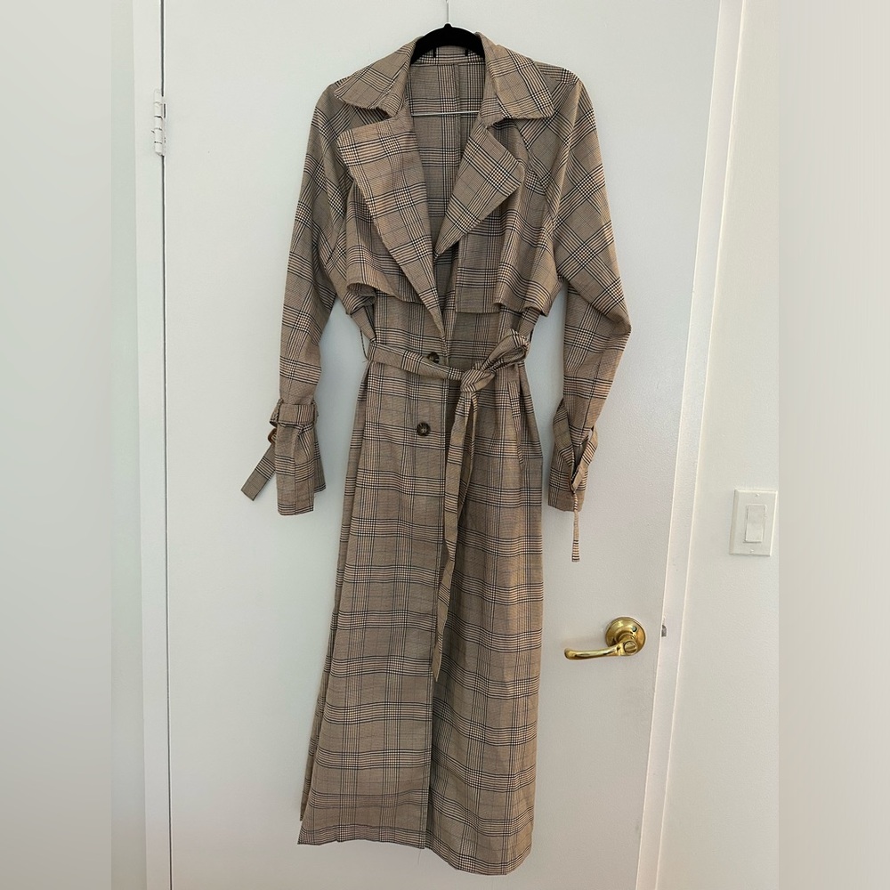 Plaid brown trench